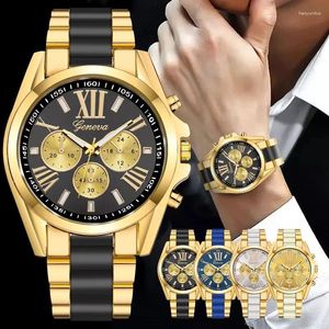 Montre-bracelets Geneva Brand Hip Hop Watch for Men Fashion Black Mens 3bar Imperping Watches Luxury Original Clock