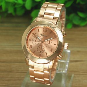 Polshorloges Genève dames vrouwen meisje unisex roestvrij staal kwarts pols horloges 2023 vrouwelijke cadeau klok horloge dames kol