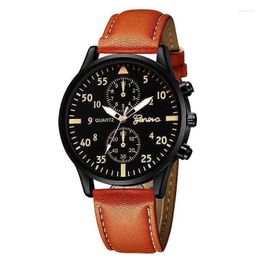 Montres-bracelets Genève Hommes Montre-bracelet De Mode Bracelet En Cuir Est Montres À Quartz Pour Homme Simple Sport Style Mâle Horloge Relogio Masculino