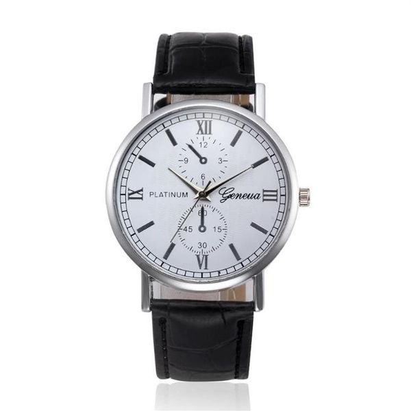 Montres-bracelets Genève Chiffres romains Faux yeux Montre pour hommes Ceinture de mode Casual Business Clock Marque Quartz Relogio Masculino2334