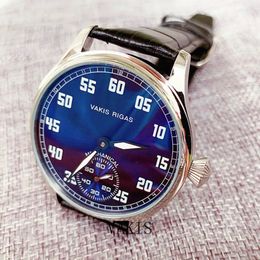 Relojes de pulsera Genuino Vakuy Reloj militar mecánico alemán ST3621 Movimiento C1 Luminoso Acero inoxidable Cara azul Piloto para hombre Lujo 231027