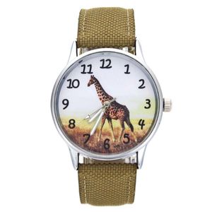 Montres-bracelets Girafe Africain Animal Zoo Modèle Mode Quartz Montre-Bracelet Hommes Femmes Accessoires Toile Bande Casual Sport Dames Montres Gif