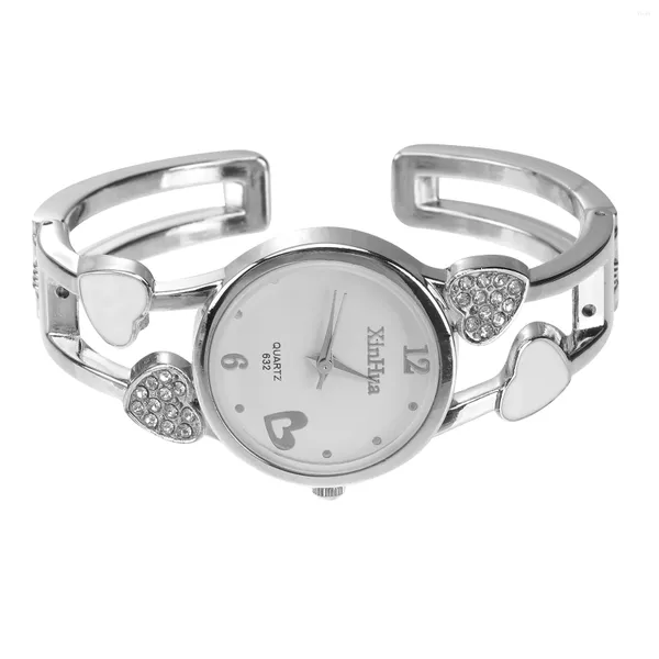 Relojes de pulsera Chicas Reloj digital Pulsera de diamantes Chic Mujer Nacarado Blanco Acero inoxidable Moda Mujeres Durable Lady Mujer