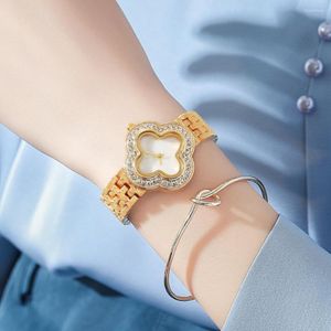 Polshorloges meisjes vrouwen kijken naar vier blad klaver dames armband casual mode decoratie luxe polshorloge 283B