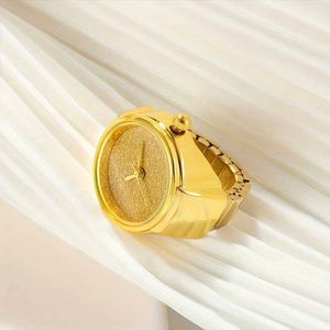 Polshorloges glitter gradient quartz ring horloge analoge elastische band vinger horloge party club accessoires voor dames mannen 240423