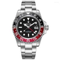 Montre-bracelets GMT Watch Automatic pour hommes c￩ramique bleu rouge lunette lumineuse 2 zone super ￩tanche m￩canique reloj hombre