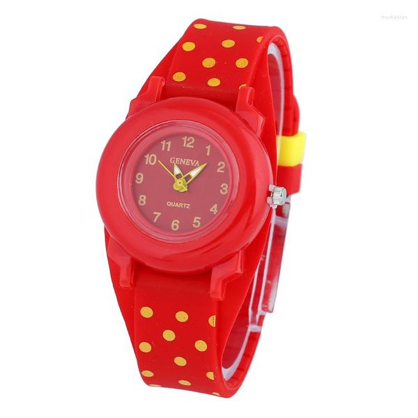 Relojes de pulsera Gnova Platinum Silicone Teen Kid Watch Cow Dots School 60s Retro Fashion Girl Boy Reloj de pulsera Regalo Cuarzo Ginebra Relogio A947