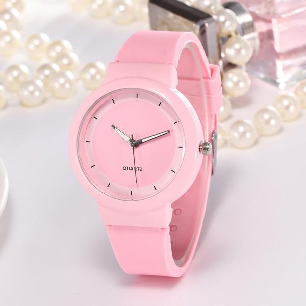 Relojes de pulsera Gnova Platinum Silicone Women Watch Girl Fashion Reloj de pulsera de cuarzo Minimalista Big White Dial Relogio Para Dama Jelly Band A934