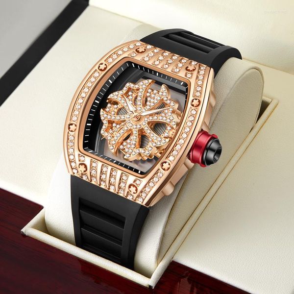 Montres-bracelets Or Diamant Montre Pour Hommes De Luxe Top Marque Cool Homme Montres De Mode Quartz Sport Montre-Bracelet Bussiness Mâle Horloge Reloj Hombre