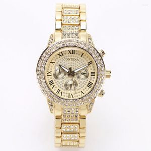 Polshorloges Gold Watch Women Geneva Lady Quartz-Watch Gifts For Girl Rustless Steel Full Rhinestone