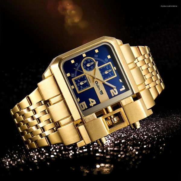 Montres-bracelets dorés en acier inoxydable de luxe homme montre automatique Date Quartz grande taille Unique Designer montres militaires Relogio Masculino