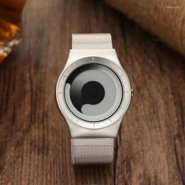 Polshorloges gorben creatieve kleur roterende wijzerplaat heren horloge special no-pointer ontwerp trend veelzijdige cadeaublok 2023 qp017wristwatches