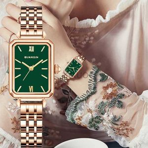 Horloges GUANQIN Merk Quartz Little Green Watch Luxe horloge voor dames Roestvrij staal Waterdicht dameshorloge Stalen schaal reloj mujer 24329