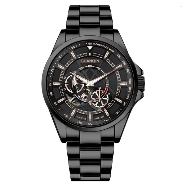 Montre-bracelets Guanqin Mens Mélanges mécaniques Top Luxury Automatic Watch For Men Araproof Tourbillon Wristwatch horloge Reloj Hombre 2024