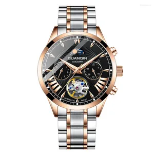 Montres-bracelets Guanqin Skeleton Business Watch Hommes Automatique Lumineux Horloge Homme Tourbillon Étanche Mécanique Montre-Bracelet Relogio Masculino
