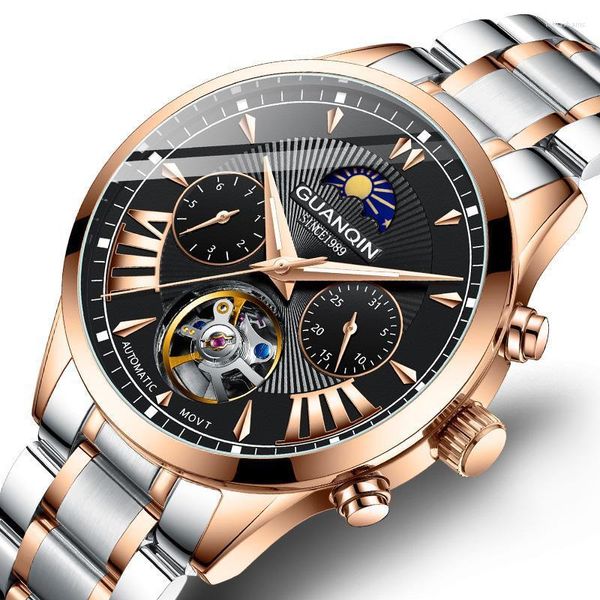 Relojes de pulsera Guanqin Relojes para hombre 2022 Reloj de pulsera mecánico de zafiro automático Top impermeable Hombres Reloj de acero inoxidable