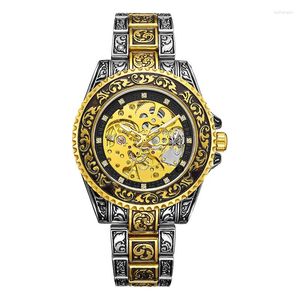 Montres-bracelets GUCAMEL automatique montre-bracelet pour hommes rétro montres mécaniques diamant horloge analogique creux étanche montre de mode 2023