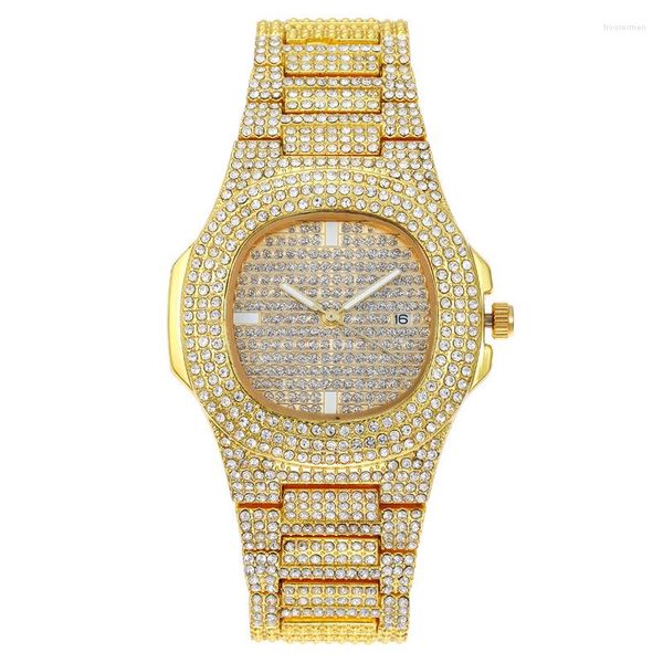 Relojes de pulsera Gypsophila Water Diamond Reloj británico Calendario Banda de acero