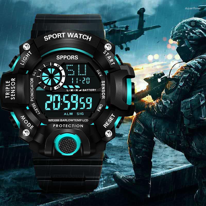 Zegarek zegarek H117 Modny Sport Mody Sport Electronic Na rękę na rękę wielofunkcyjną Wodoodporną Wodoodporną Bransoletę Lumowinous Alarm Male's Mężczyzna