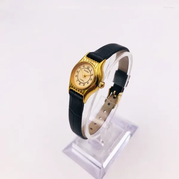 Relojes de pulsera Haida Compact Digital Cuero genuino 17 Diamante Aleación de titanio Reloj mecánico manual para mujeres