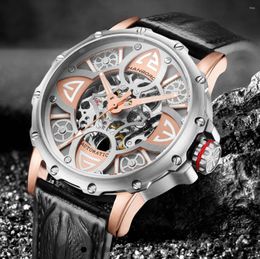 Horloges HANBORO Automatisch uitgehold mechanisch horloge Modetrend Herenpolshorloge Lichtgevende waterdichte man