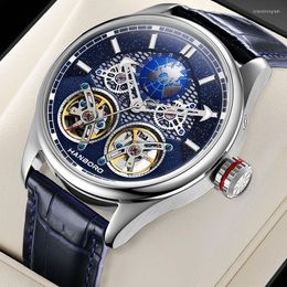 Montres-bracelets Hanboro hommes montre de luxe automatique étanche lumineux montres mécaniques double roue volante mode affaires Reloj Hombre