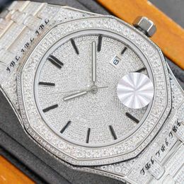 Montres-bracelets à la main diamant montre pour homme automatique montre mécanique saphir avec acier serti de diamants 40mm Montre de Luxe Busins Wristwatch7I9JJ453