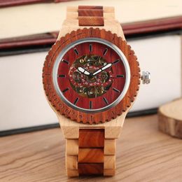Polshorloges handgemaakt handgemaakt esdoornrode ebbenhout houten horloge klassieke kwarts horloges voor lady mannen speciale dial polshorloge