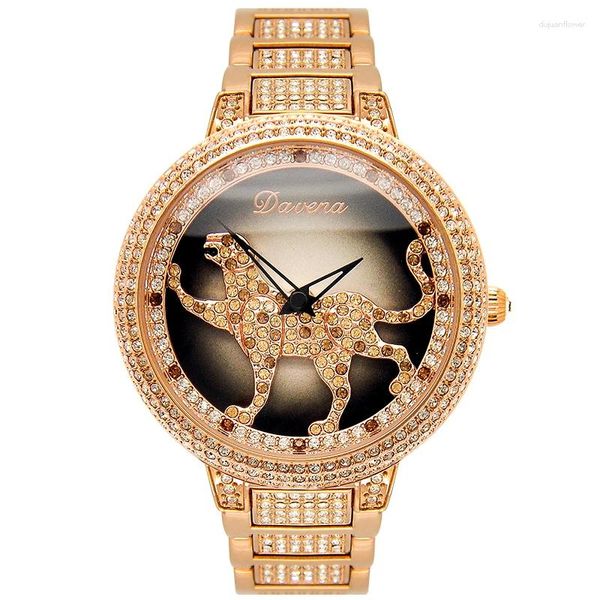 Relojes de pulsera Handsome Large Dial Leopard Reloj giratorio de alta calidad para mujeres Cool