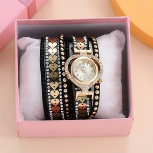 Polshorloges hart dial Bracelet horloge strass wrap quartz pols horloges voor vrouwen cadeau montre zegarek damski