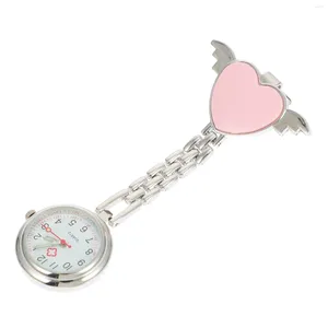 Montres-bracelets coeur montre clip sur suspendu fob épinglette broche poche cadeaux de la Saint-Valentin