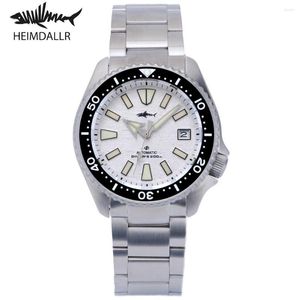 Montres-bracelets Heimdallr SKX007 Diver Watch pour hommes Cadran blanc Saphir Titane Matériau NH35 Mouvement automatique 200m Résistant à l'eau