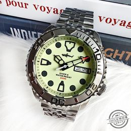 Relojes de pulsera HEIMDALLR Tienda oficial Super Bright C3 Totalmente iluminado SKX007 Reloj de buceo mecánico automático para hombres Calendario dual