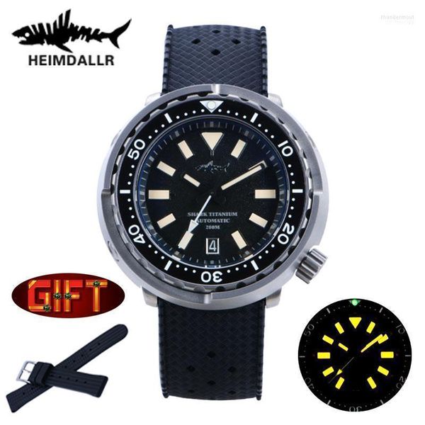 Montres-bracelets Heimdallr Retro Men's Diver Montre Bleu Texture Cadran Saphir Titane Boîtier NH35 Mouvement Automatique Tuna SBBN Montres C3 Lum