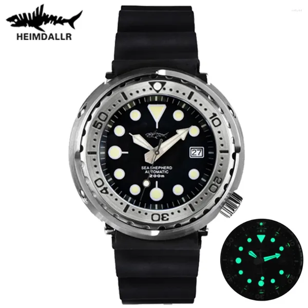 Montre-bracelets Heimdallr Tuna Diver Mens Watches 200m Résistance à l'eau Sapphire C3 Lumineuse Céramique NH35 Mouvement automatique Wrist Watch