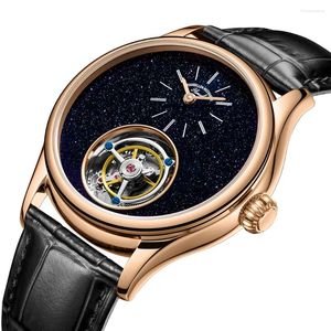 Horloges HEMUDU Real Flying Tourbillon horloge voor heren Origineel skelet mechanisch luxe polshorloge Saffier waterdichte klok