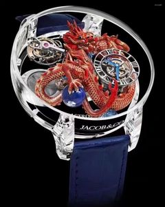 Relojes de pulsera Reloj de pulsera mecánico de dragón asiático con volante celestial de gama alta Reloj superior de moda de edición limitada