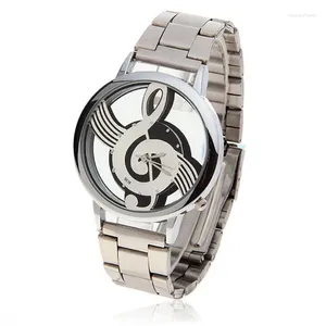 Montres-bracelets de haute qualité décontracté hommes montres mode note musique notation quartz montre-bracelet affaires bande d'acier mâle horloge Reloj Para Mujer