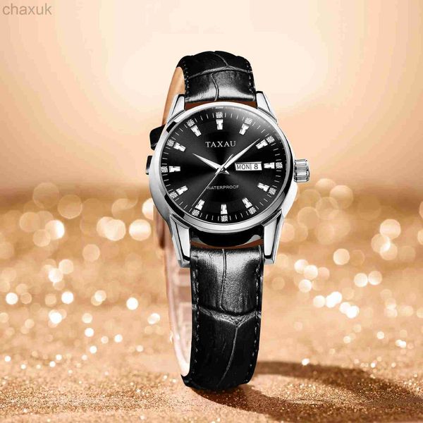 Montre-bracelets de haute qualité Diamond Womens Wesches Luxury Le cuir en cuir Quartz Lady Wrist Watch Luminal Dual Calendar Ladies D240417