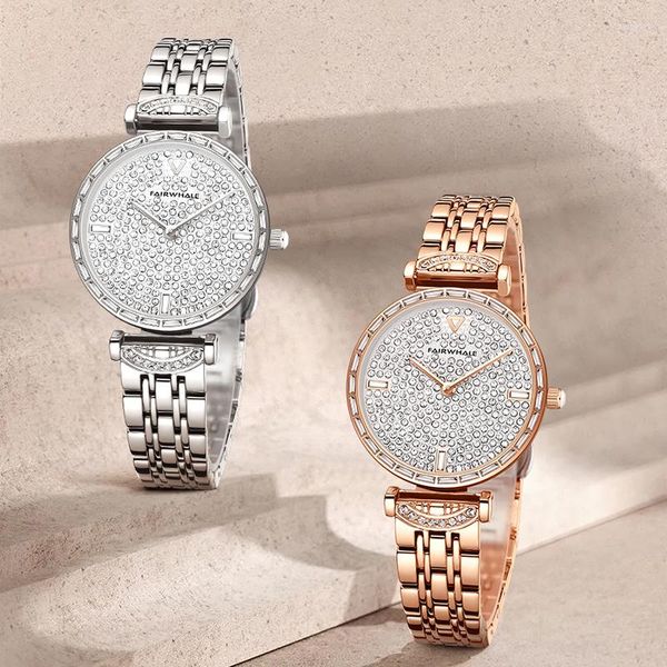 Montres-bracelets de haute qualité mode dames montre haut de luxe montre-bracelet résistant à l'eau quartz élégant diamant femmes montres