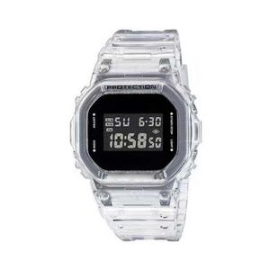 Montres-bracelets de haute qualité G-5600 bracelet de montre Transparent montre homme LED électronique numérique glace avec heure mondiale petite horloge carrée