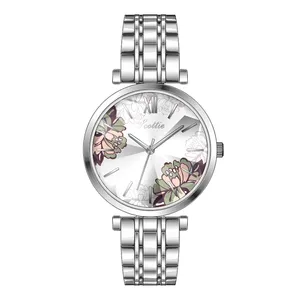 Montres-bracelets Mouvement à quartz japonais de haute qualité Cadran fleur blanche avec aiguilles en or rose Montre étanche pour femme DropWristwatches