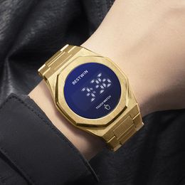 Polshorloges hoogwaardige luxe volledige digitale heren horloges waterdicht touchscreen drop ijs uit horloge voor mannen topmerk klok