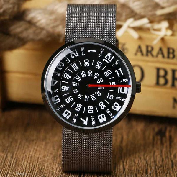 Relojes de pulsera Relojes para hombre de alta calidad Tocadiscos Mano roja Banda de malla de acero inoxidable Reloj de cuarzo Reloj masculino Reloj de pulsera para hombres Casual horlogeL2303