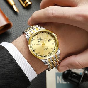 Horloges Hoge Kwaliteit Roestvrij Staal Heren Quartz Horloge Kalender Mode Romeinse Cijfers Horloge reloj hombre elegante Saat 231101