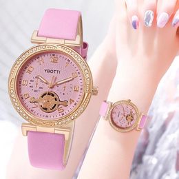 Montres-bracelets de haute qualité Montre pour Femme en cuir Pu Montre-bracelet montres à Quartz pour femmes horloge dames cadeau Montre Femme