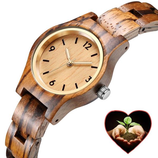 Montres-bracelets Montre en bois de haute qualité Femmes Petit Bracelet élégant Bracelet à quartz Montre-bracelet Dames Horloge Cadeau Relogio Feminino Femme BoxWris