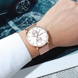 Relojes de pulsera Reloj de pulsera de alta calidad para mujer, relojes de cuarzo con fecha, reloj de pulsera de acero inoxidable para hombre, reloj femenino