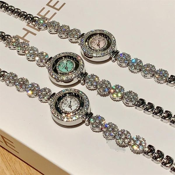 Relojes de pulsera Elementos de circón de alta calidad Hoja Reloj de pulsera de cristal austriaco para el banquete de boda Joyería de moda hecha con venta al por mayor