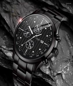 Montre-bracelets Highend Black Watch for Men Luxury Business Quartz Wrists Wistres en acier inoxydable Mentide Digital Mécanique